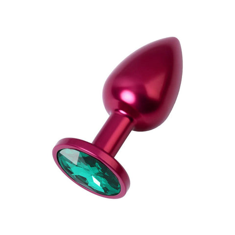 Yeşil Taşlı Kırmızı Metal Anal Plug – Küçük Boy