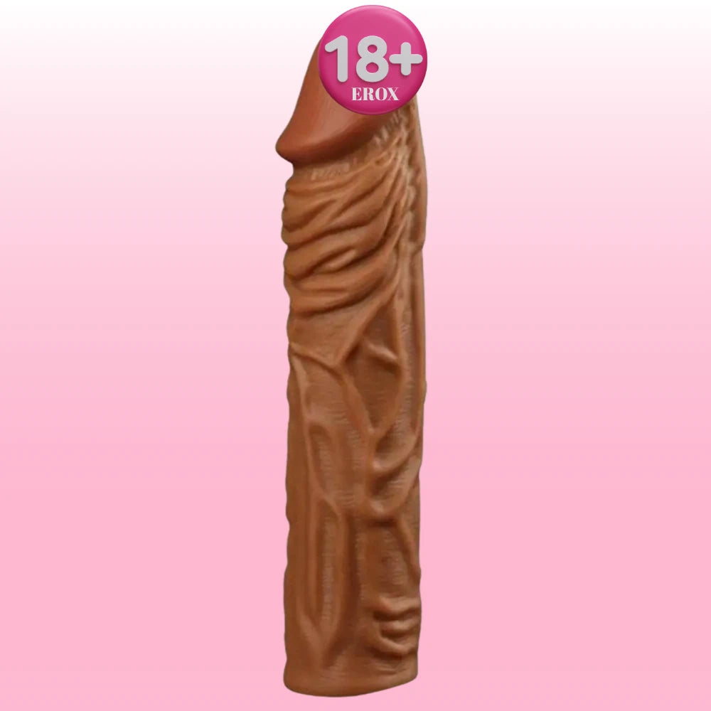 Yumuşak Et Dokulu 19,5 cm Uzatmalı Penis Kılıfı – Esmer Ten